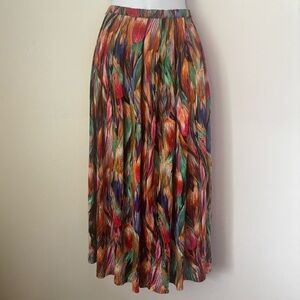Missoni Vintage 1970s Multicolor Brushstroke Tulip Print Silk Jersey Skirt